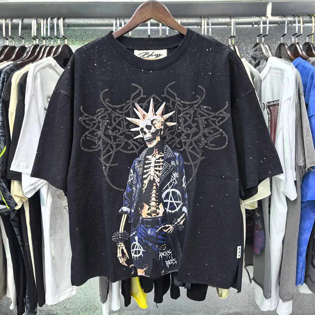 Shinning Bling Diamond Short Sleeve Cropped T-shirt for Men and Women Crew Neck Rhinestone Loose Cotton Summer Tshirts Oversized
