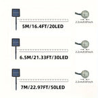 50/ 30/ 20 LED Moroccan Ball Solar String Lights Waterproof 8 Modes for Outdoor Garden Wedding Party Christmas Halloween Decor