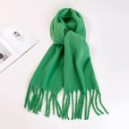 Winter Scarf for Women Cashmere Warm Solid Pink Pashmina Blanket Wraps Female Thick Soft Bufanda Big Tassel Shawl Long Echarpe