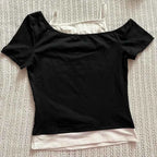 Women's 90s Vintage Punk T-Shirt Summer Streetwear Sexy Short Sleeve Gothic Slim Crop Top Hotgirl Casual Femme Tee Harajuku Y2k