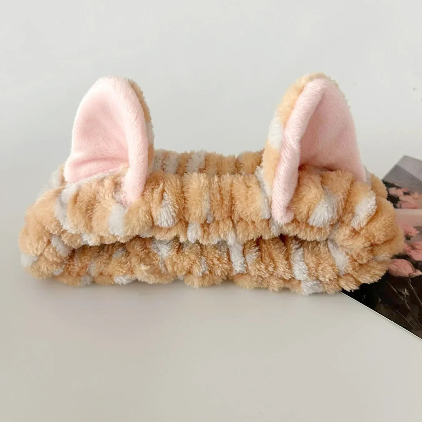 3pcs/set Cute Cat Ear Leopard Print Plush Headband For Women Girls Spa Washing Face and Makeup Headband Elastic Wrist Strap