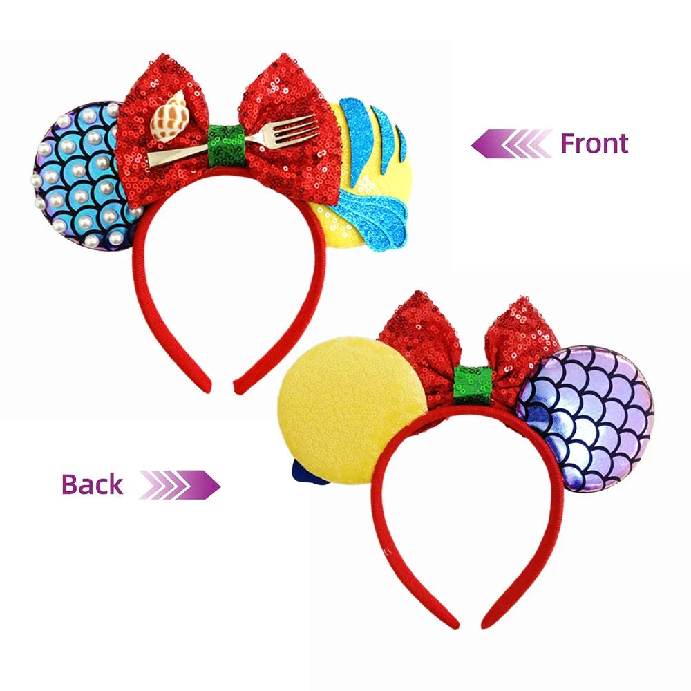 Mouse Ears Headband Cartoon Sequin Bows Headband Birthday Party Christmas Halloween Princess Cosplay Costume For Women Adult