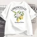 Lemon Letter Print T-shirt Short Sleeve Crew Neck Casual Top for Summer Women Kawaii Streetwear Graphic Tees Vintage Fruit Shirt