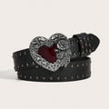 1Pcs Rose essential oil droplet heart-shaped leather belt, rivet decoration, Y2K punk gothic rock hip-hop style，spring，summer