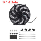 Universal 7/9/10/12/14/16 Inch 12V 80W 2100RPM Car Air Conditioning Cooling Fan Blade Cool Mounting Kit CF-1001