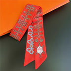 Fashion Women Hair Scarf 2024 New Brand Design Luxury Silk Scarf Fashion Print Headband Skinny Bag Scarves Neckerchief