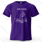 I'm Fine Funny Printed Men's T-Shirt 100% Cotton Oversized Minimalist Cartoon Graphic Tees for Women Tops Tees Streetwear