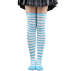 Womens Striped Thigh High Stockings Ladies Girls Black White pink Long Over Above Knee Socks femboy Cosplay Lolita Harajuku Y2k