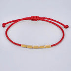Handmade Tibetan Copper Bead Bracelet Buddhist Braided Cotton Luck Rope Bracelet Good Luck Success Amulet Women Men Vintage