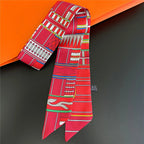 Fashion Women Hair Scarf 2024 New Brand Design Luxury Silk Scarf Fashion Print Headband Skinny Bag Scarves Neckerchief