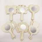 12 Pcs Wooden Mini DIY Painting Mirrors Unfinished Handmade Craft Mirror DIY Wood Painting Mirror for Wood Crafts DIY Activity