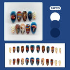 24pcs Gradient Black False Nails Cute Cartoon Cat's Eye Forest Elf Girl Press On Nails Glossy Almond Sweet Cool Fake Nail Tips