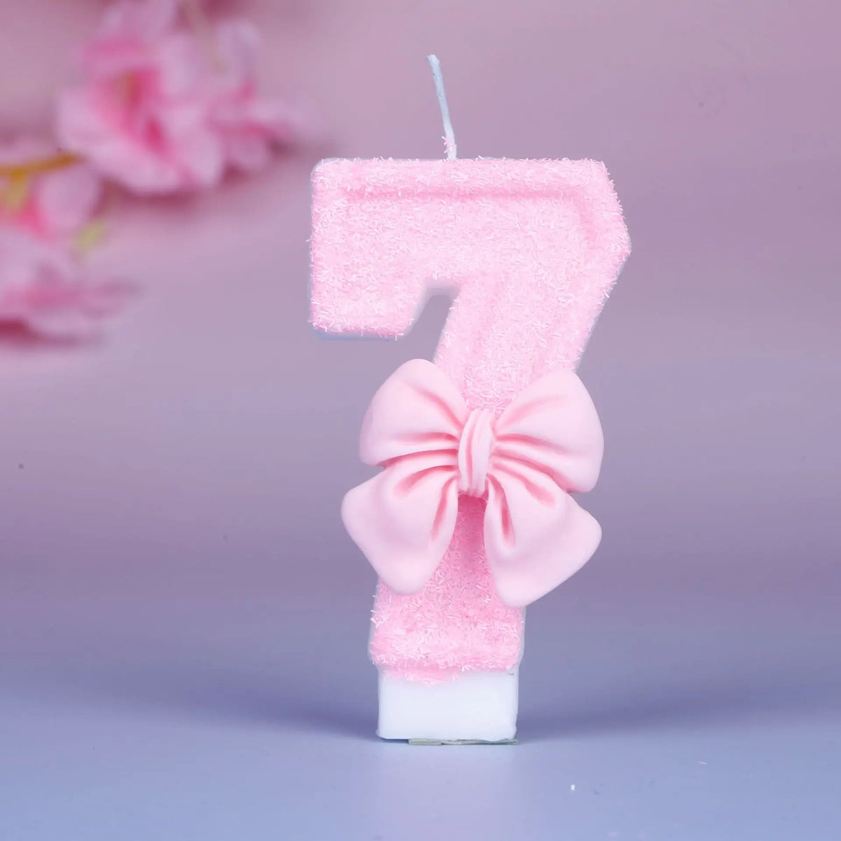 Creative digital candle new girl pink bow cute 0-9 birthday cake