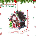 5pcs House Ornaments Holiday Christmas Tree Ornament Set Gingerbread Christmas Decor with Rope Gingerbread House Decor