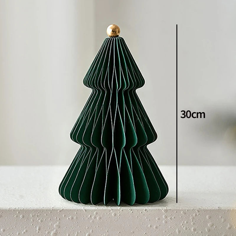 Paper Christmas Tree Ornaments 3D Honeycomb Christmas Tree Decorations Folded Paper 2026 Xmas New Year Desktop Arrangement Decor