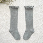 Ruffle Kids Knee High Socks Baby Girls Toddlers Long Soft Cotton Sock Lace Flower Children School Uniform Socks For 0-8Years