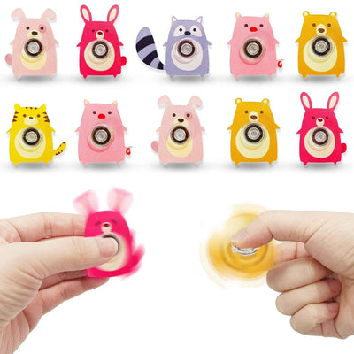 6PCS Fingertip Gyro Toy Creative Acrylic Animal Cat Dog Fox Fidget Spinners Toys Stress Relief Party Favors Gifts