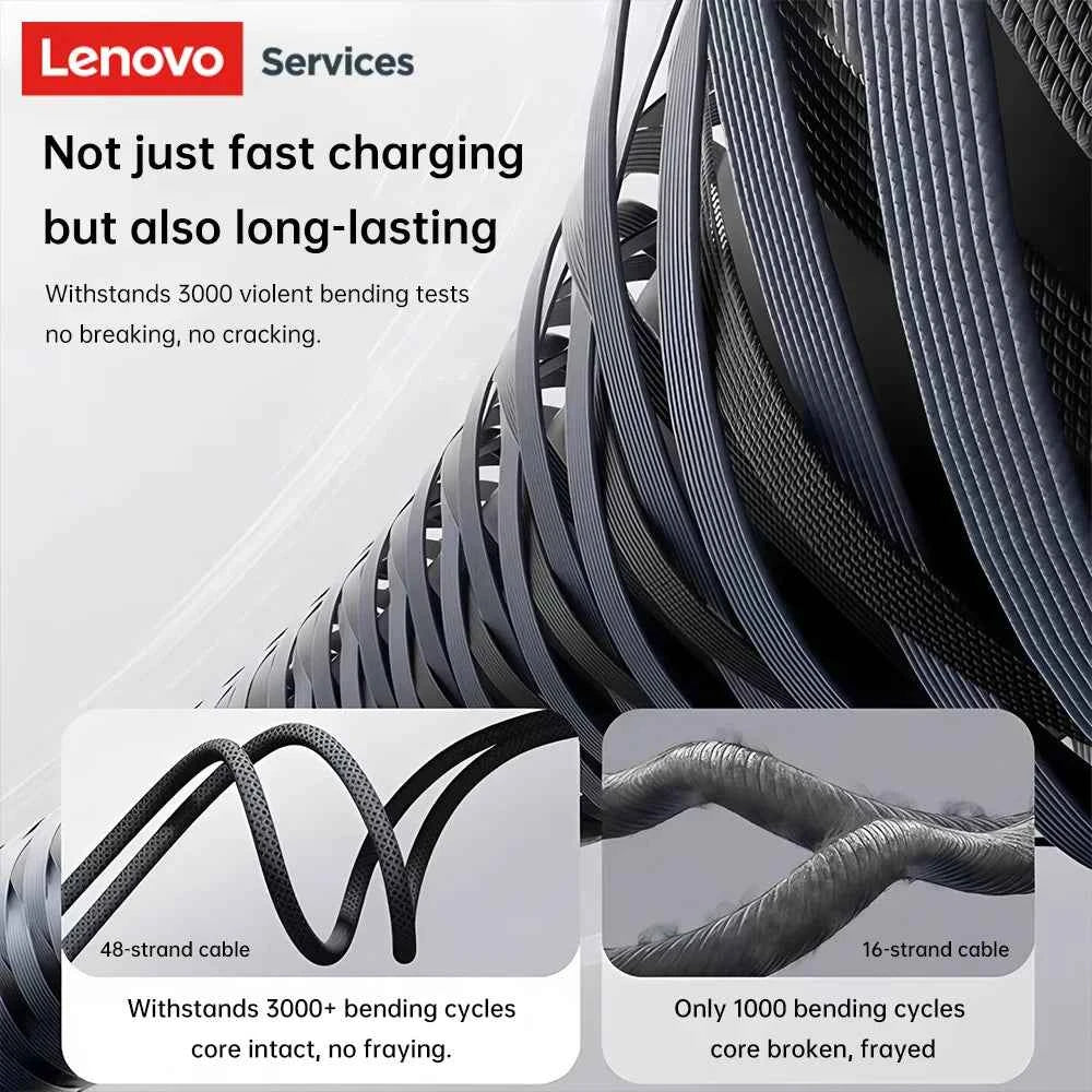 Lenovo 6A 120W 3 in 1 USB Type C Cable Fast Charge Phone Charger Data Cord For iPhone Xiaomi Huawei Quick Charge Micro USB Wire