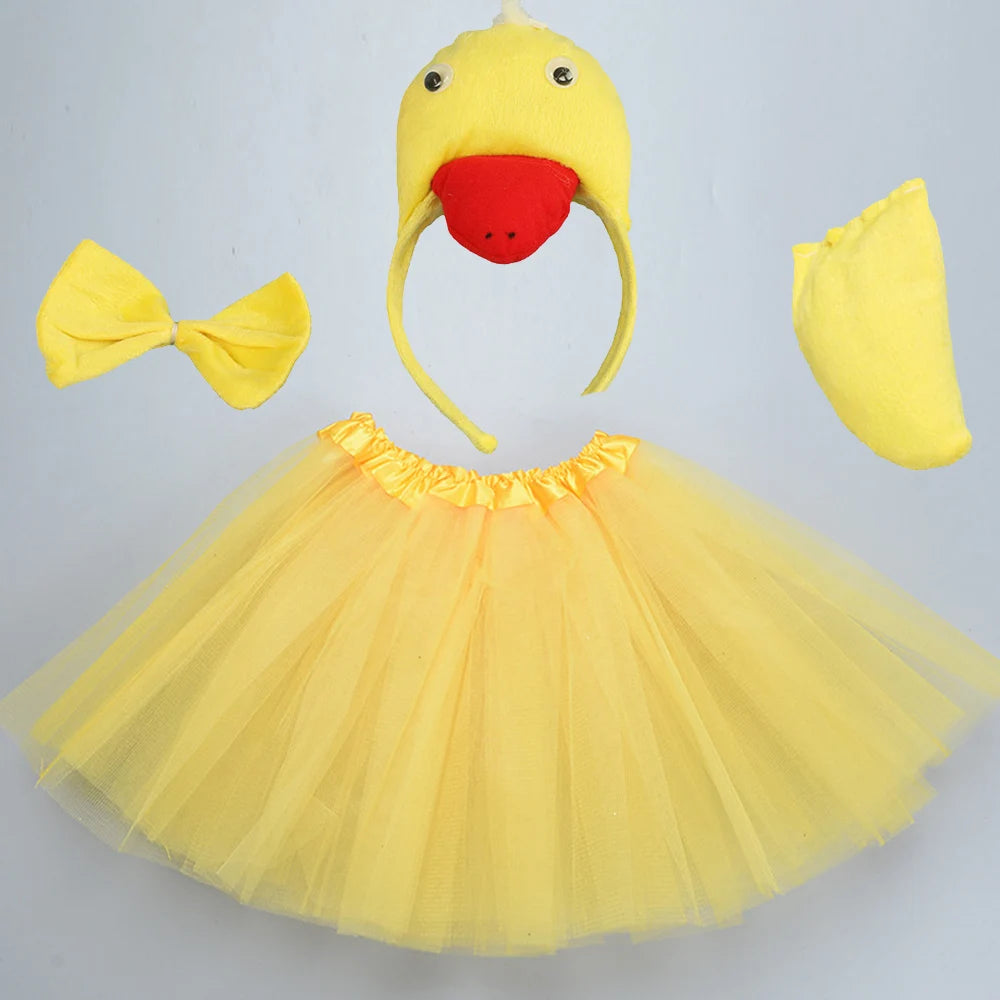 Animals  Children  Headband Tutu Skirt Tail Bow Kids  Girl Party Props Elephant Tiger Fox     Halloween Costume Cosplay