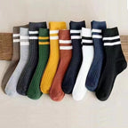 5 Pair Men's New Striped Casual Breathable Socks High Quality Harajuku Retro Socks Men's Cotton Socks 2030