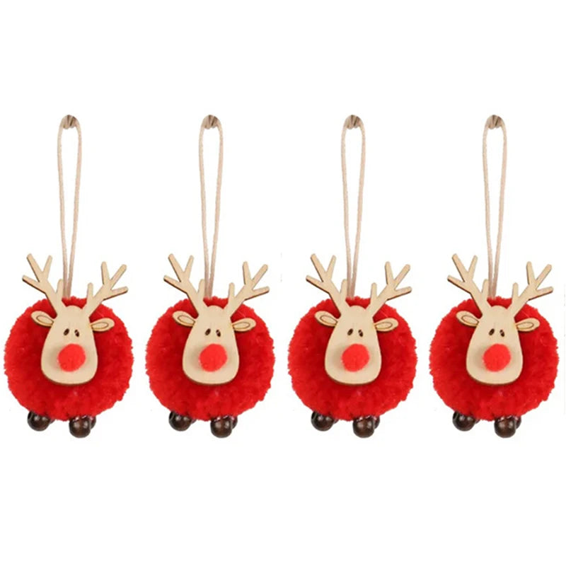 4PCS Christmas Tree Decorations Elk Felt Christmas Tree Ornaments Cute Xmas Deer Hanging Elk New Year Holiday Party Decorations