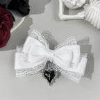 Gothic Lolita Style Hair Clip Black Ribbon Bow Fashionable Hair Clips for girls High-grade headdress