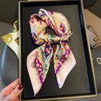 Luxury Chain Print Small Square Scarf Simulated Silk Thin Neck Scarf Fashion Sunscreen Headscarf For Women 70x70cm