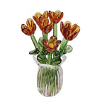 Glass Flower Decor Handcrafted Floral Sculpture Hand-blown Glass Flower Bouquet with Vase Mini Floral Decoration for Home Room