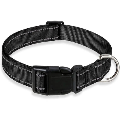 Reflective Dog Collar Strap With Adjustable Safety Nylon Pet Collar Pet Traction Rope Suitable For Small And Medium-Sized Pets - WTN Essentials 