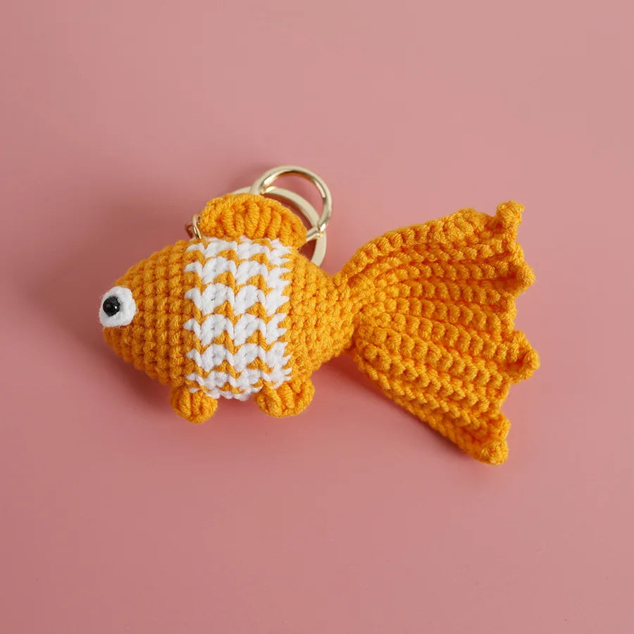 Funny Shrimp Crochet Keychain Cute Ocean Bag Charm