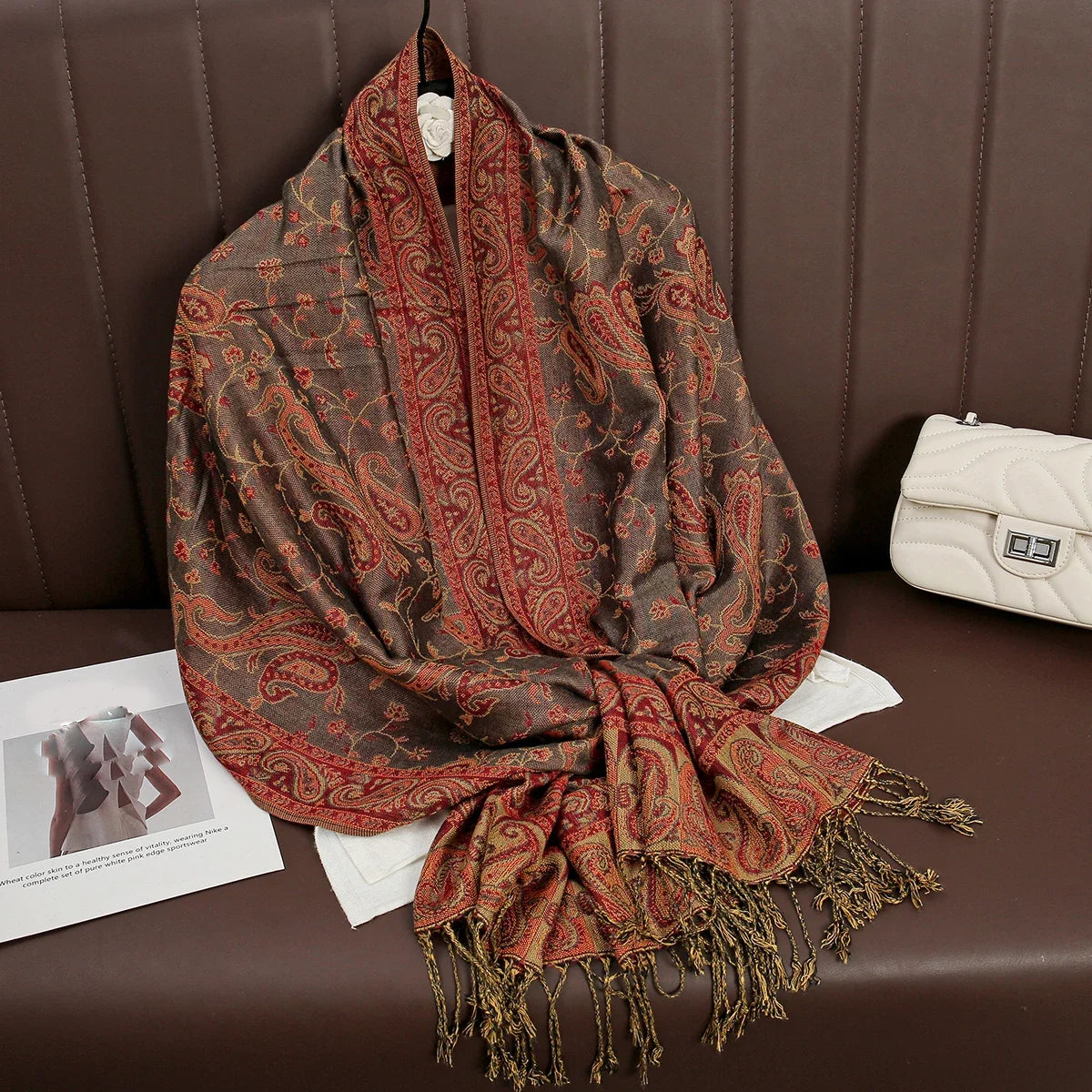 2025 new ethnic style retro shawl cashew flower geometric scarf cloak tassel scarf multi-color variety options available