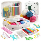 FELE 59Pcs/Set Portable Crochet Knitting Set DIY Beginner Crochet Hook Kit With Storage Bag Material Pack and Storage Tools