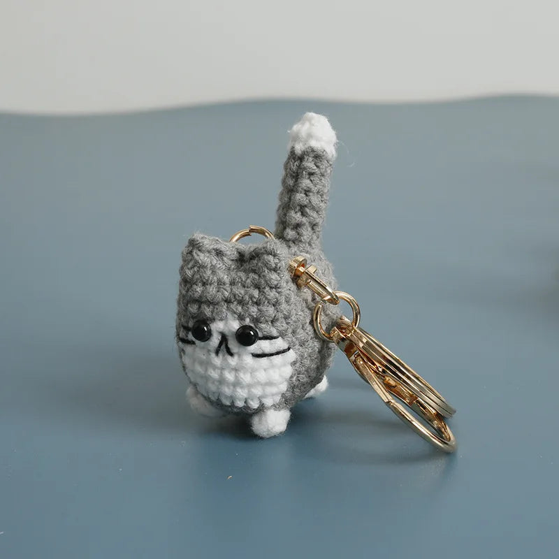 Cute Crochet Kitten Keychain Smiling Cat Bag Charm
