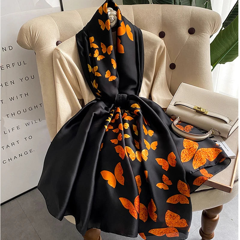 Spring Scarf Women's Luxury Design Polyester Material Smooth Scarf Soft Shawl Beach Scarf