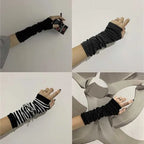 Pink Cartoon Gloves Honey Girls Winter Half Finger Cosplay Glove Anime Accessories EMO Punk Skull Christmas Gift Arm Warmers