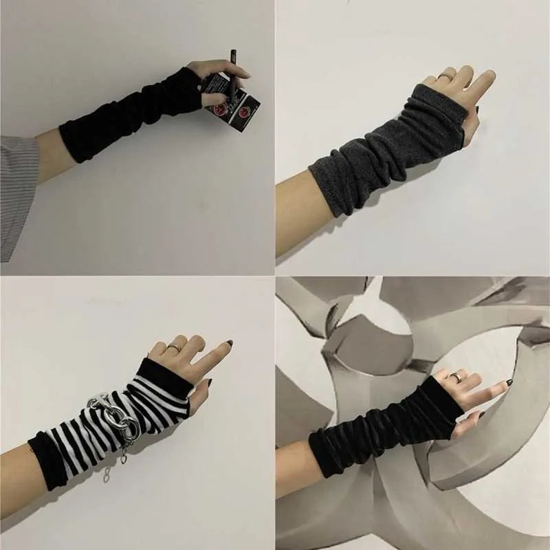 Pink Cartoon Gloves Honey Girls Winter Half Finger Cosplay Glove Anime Accessories EMO Punk Skull Christmas Gift Arm Warmers
