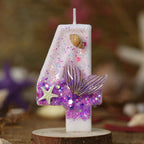 Mermaid Tail Birthday Candles with Starfish, Number Candles, Creative Cake Decorations for Birthday Party, DIY Party Decoration