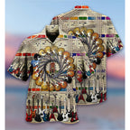 Guitar Bass Pattern Hawaiian Shirts For Men Vintage Musical Instrument 3D Printed Blouse Summer Loose Aloha Shirts Short Sleeves