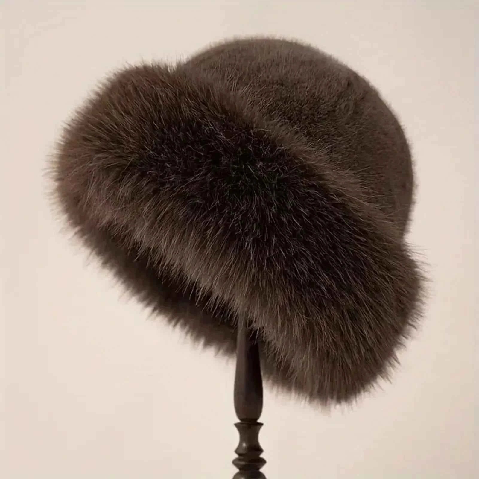 Plush Warm Fur Fluffy Beanie Hat for Winter Outdoor Comfort