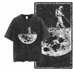 SA ASTRONAUT SPACE THEMES Printed Cotton Acid Washed Graphic Unisex T Shirt Cool Streetwear Men Tshirts Big Size Tee for men