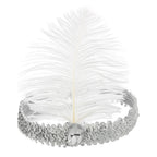 1920s Flapper Headband Feather Headpiece Sequin Headband with Gem for Gatsby Party Halloween Costume Accessory