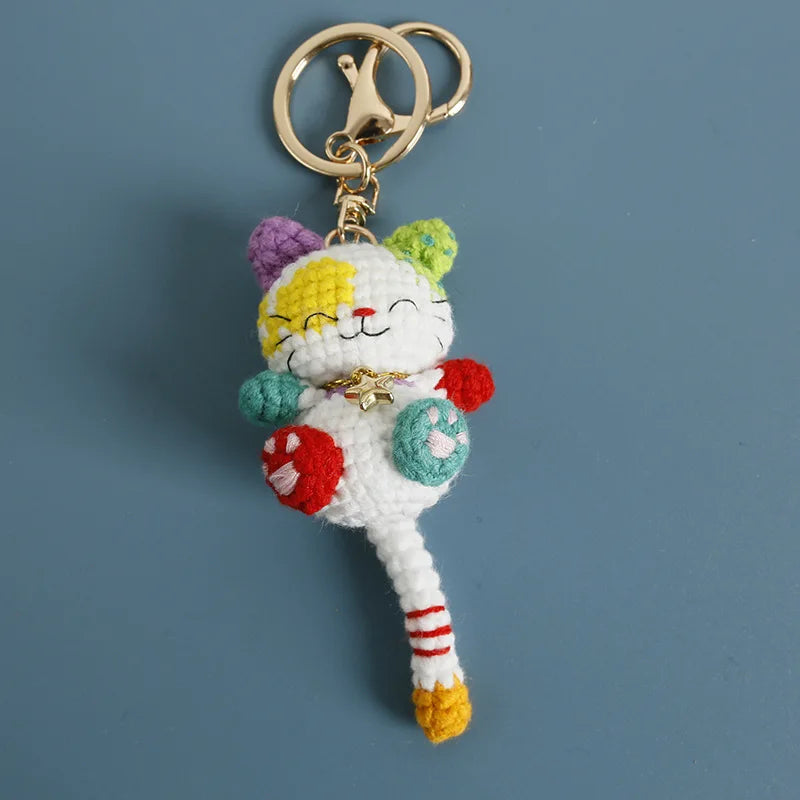Cute Crochet Kitten Keychain Smiling Cat Bag Charm