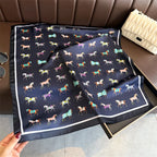 2025 Silk Shawl Print Headscarf Cat Hair Wrap Neckerchief Female Satin Square Scarf For Women Headband Foulard Hijab Bandana