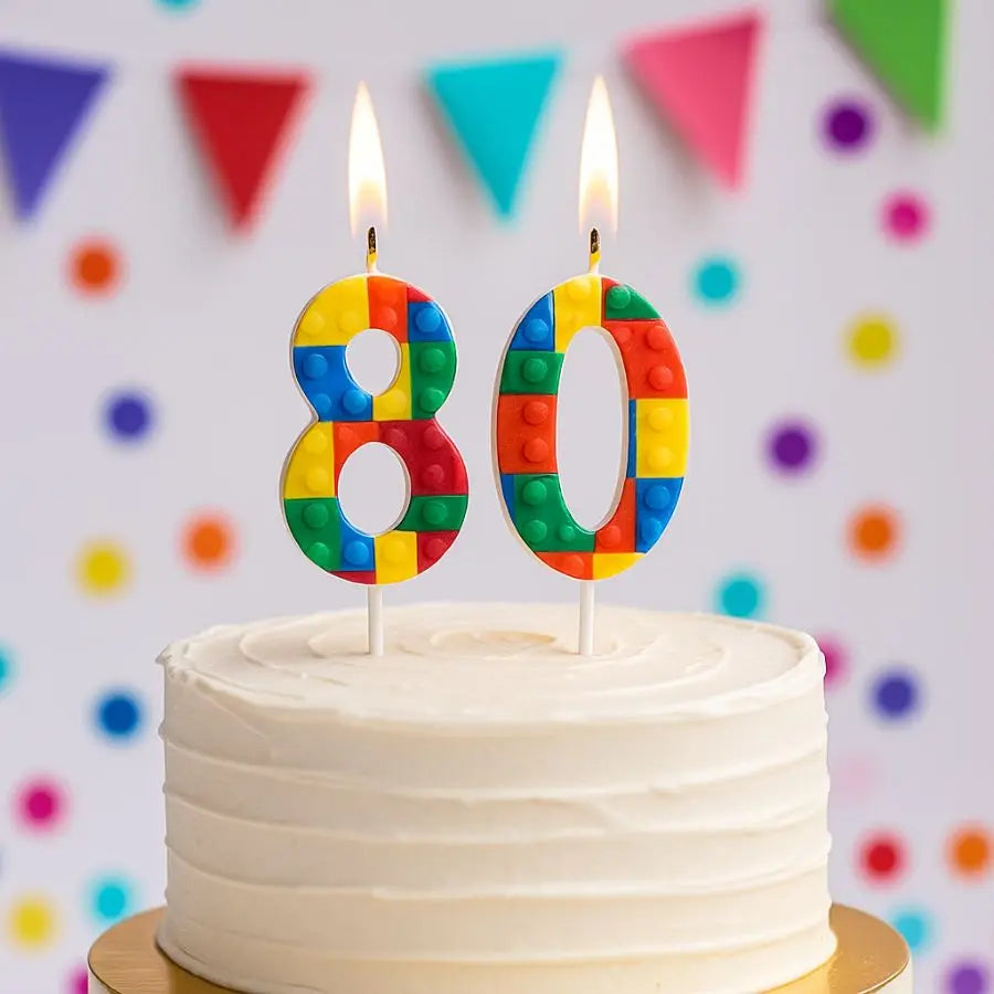 1 PCS  Colored Building Block Shaped Digital Candle Cake Decoration 0-9 Birthday Baking Decoration Plugin