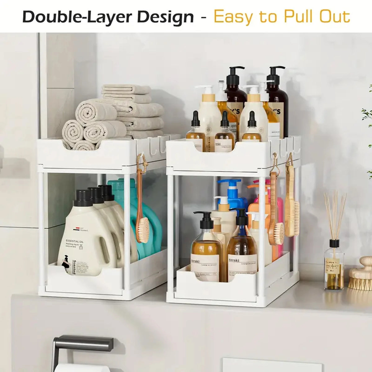 Double-Layer Pull-Out Kitchen Storage Rack – Multifunctional Organizer
