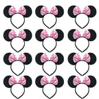 3/6/12pcs/lot Girls Mouse Ears Solid Bow Ears Headband for Birthday Party Supplies and Mouse Themed Costume Cosplay Decoration