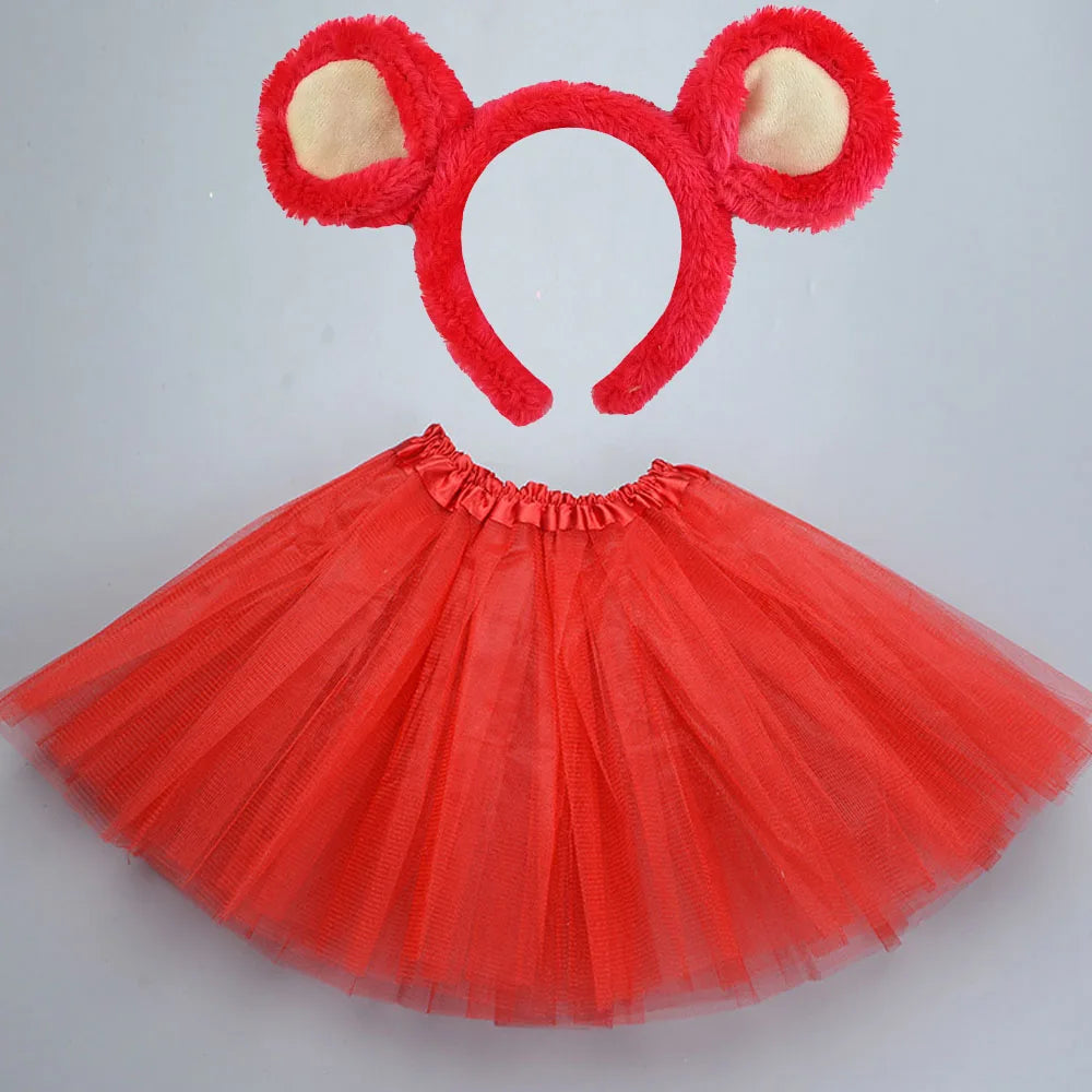 Animals  Children  Headband Tutu Skirt Tail Bow Kids  Girl Party Props Elephant Tiger Fox     Halloween Costume Cosplay