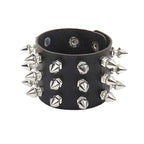 Punk Fashion Men Black Cuff Leather Bracelet Wristband Metal Rivets Stud Charm 80s Wrap Bangle for Women Rock Gothic Jewelry
