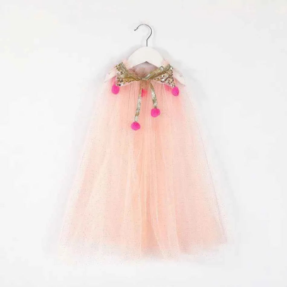 Girl Costume Children Elegant Dress Cape Kids Christmas Halloween Party Supply Girl Tulle Cloak Elsa Rapunzel Cosplay Accessory