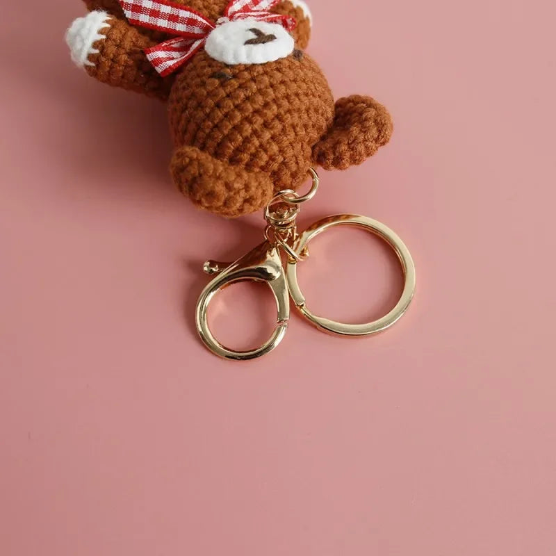 Cute Couple Bear Crochet Keychain Animal Bag Charm